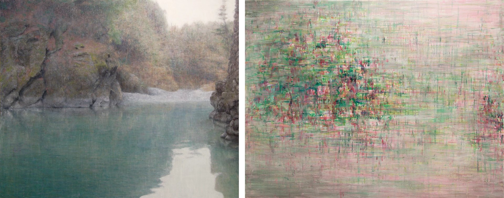 二連画  イメージ／信号：イメージ１（川）　信号１（川）