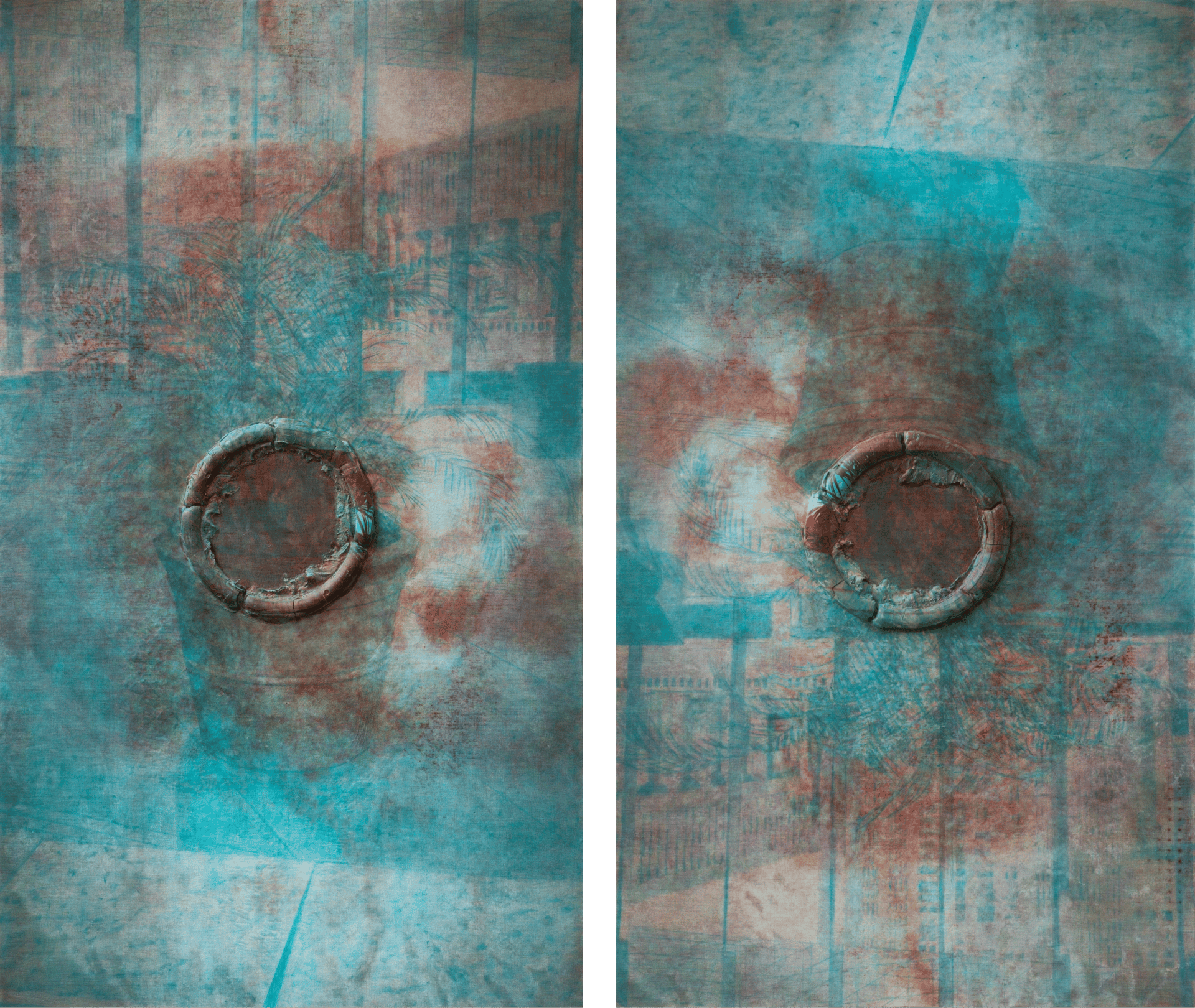 二連画：Sub Anaglyph (テーブルヤシ）